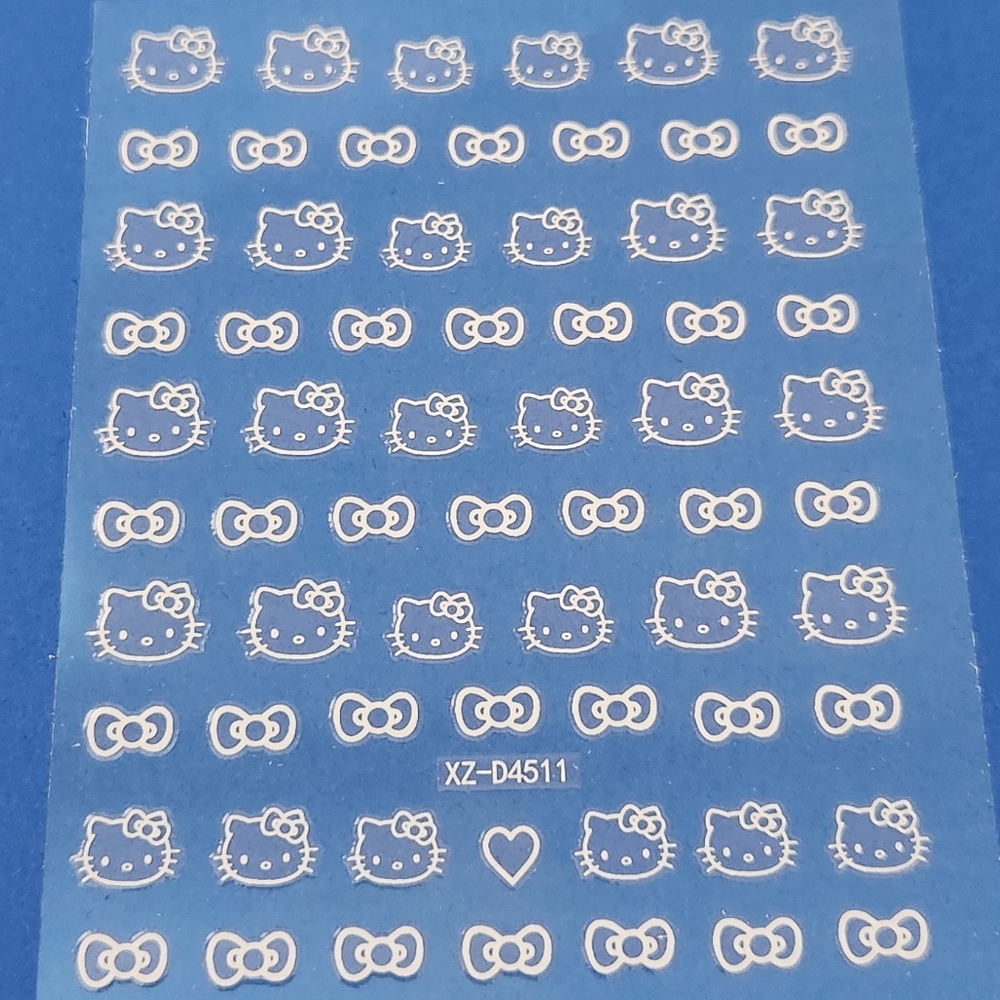 ⭐4/$15 Hello Kitty White Printed Nail Art Stickers